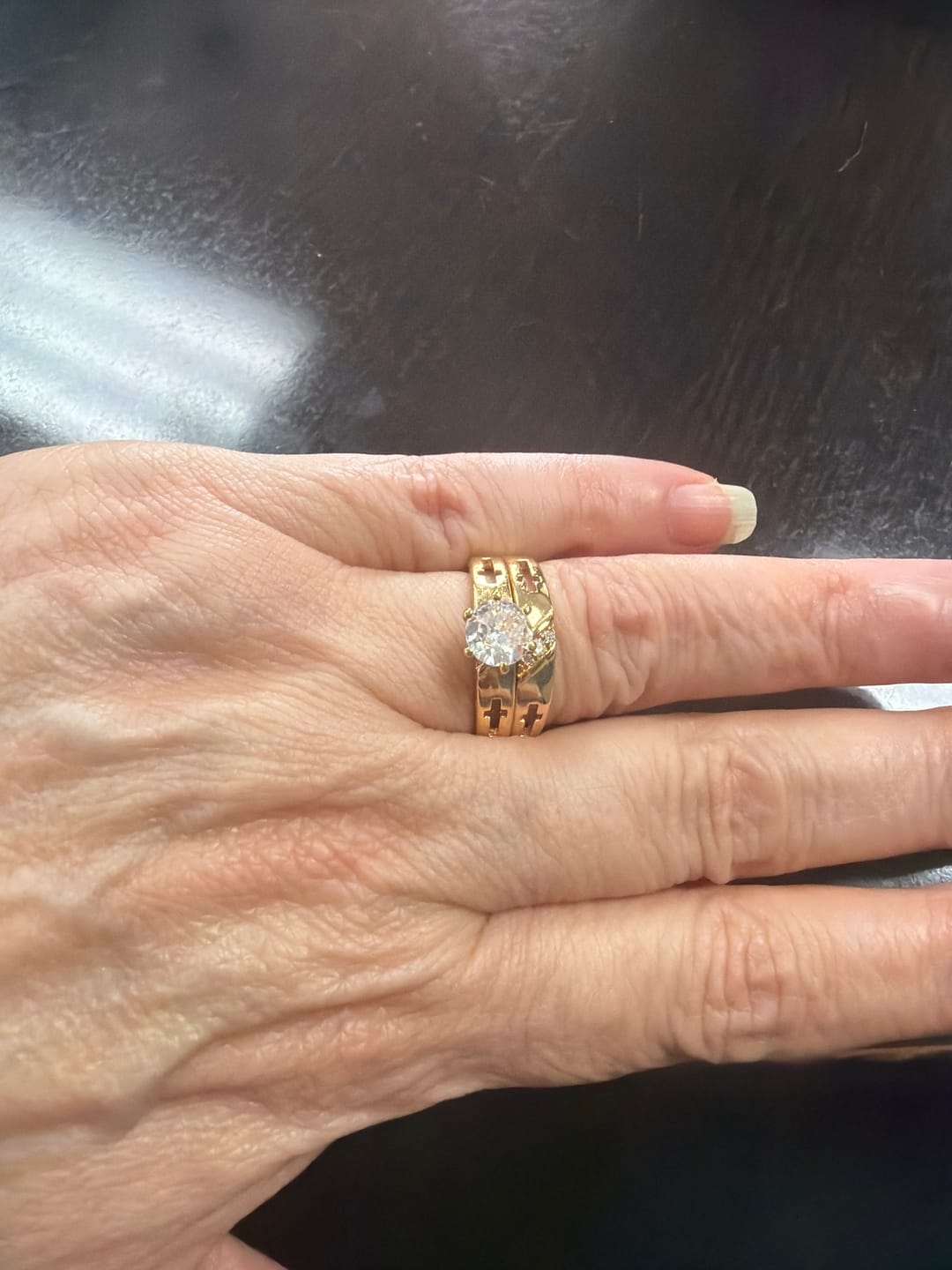 Customer photo review of FREE Today: Stackable Cross Band Ring Set: Timeless Symbol of Faith & Eternal Light