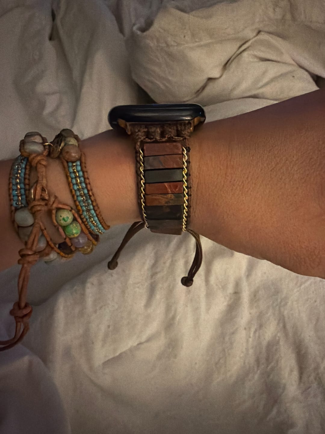 Customer photo review of Delicate Picasso Jasper Apple Watch Strap