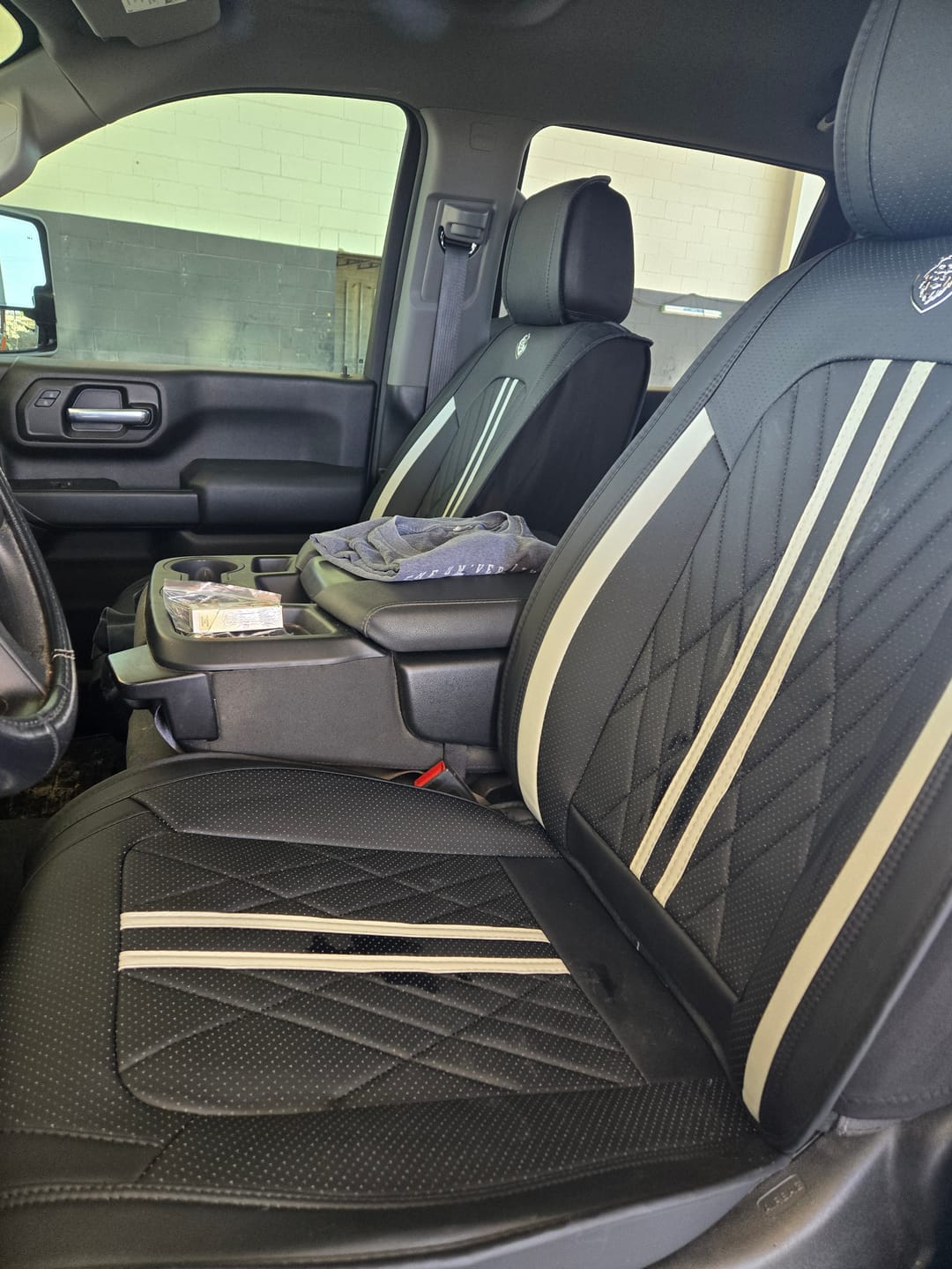 Customer photo review of Black & Gray Car Seat Covers