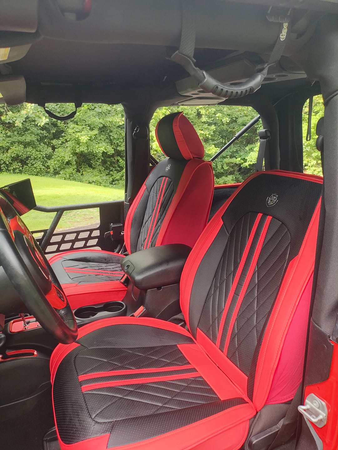 Customer photo review of Black & Red Car Seat Covers