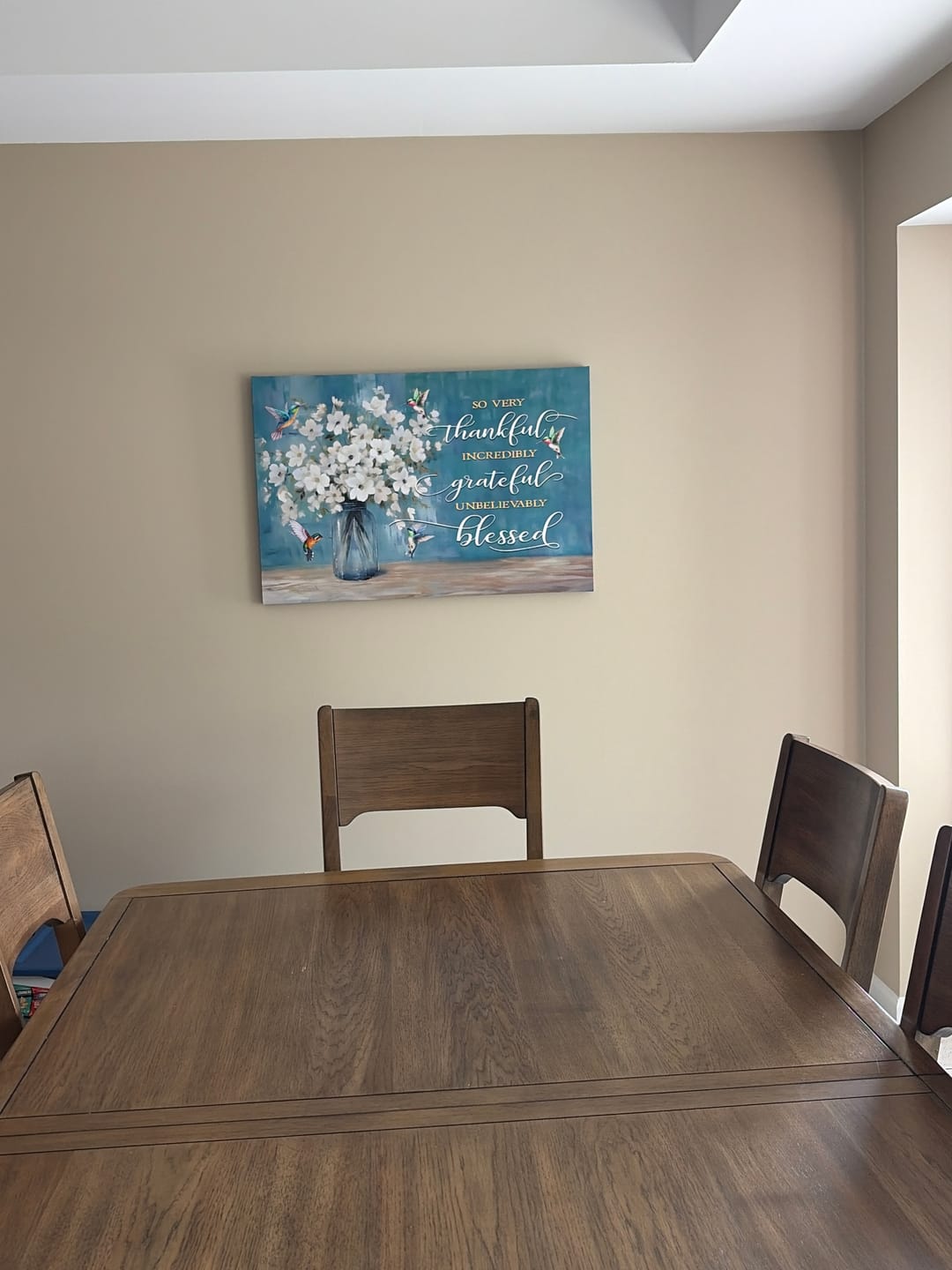 Customer photo review of Very Thankful Incredibly Grateful Unbelievably Blessed Wall Art Canvas Print