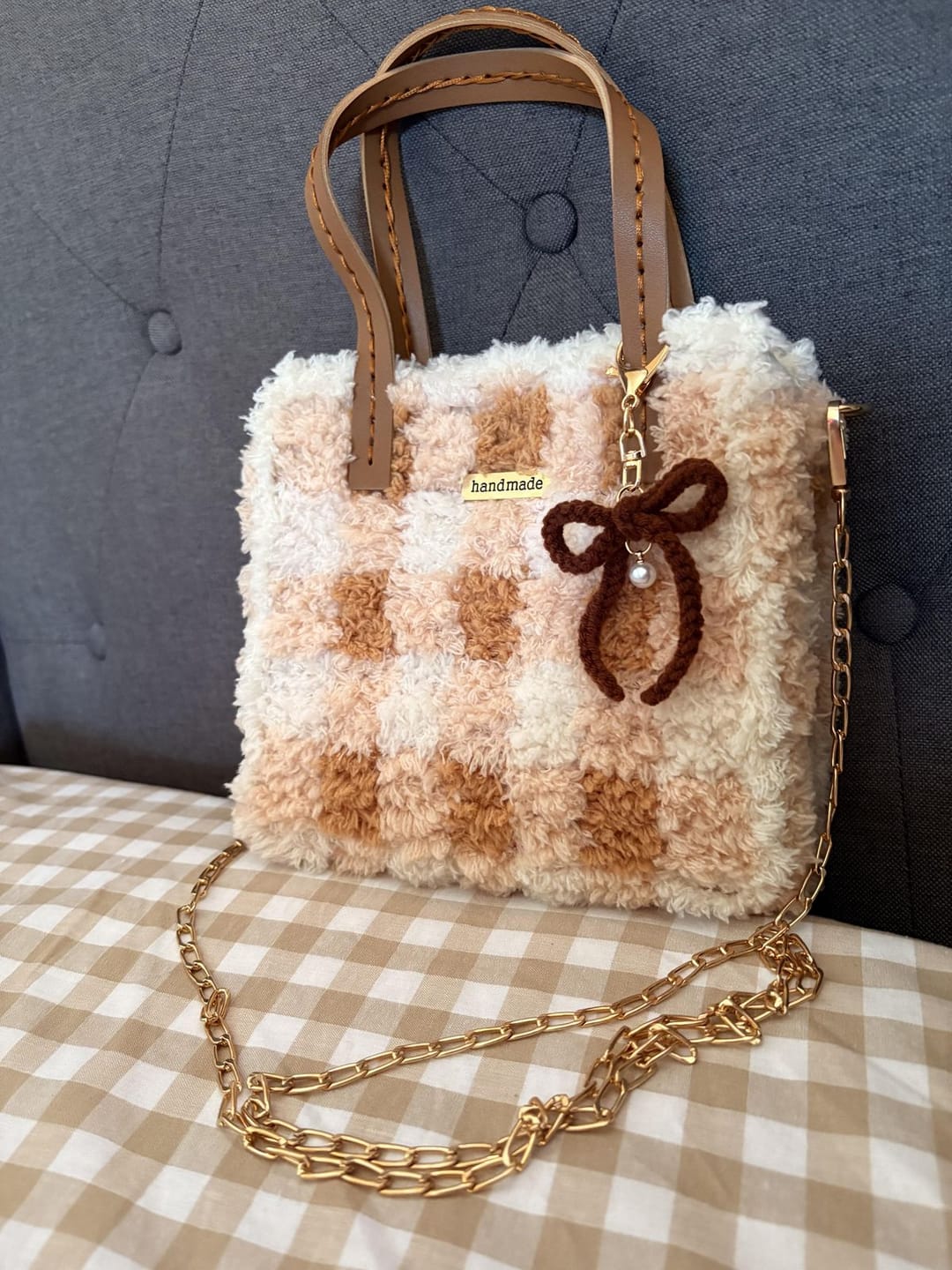 Customer photo review of CHOCOLATE GINGHAM - Woven Tote Bag Kit