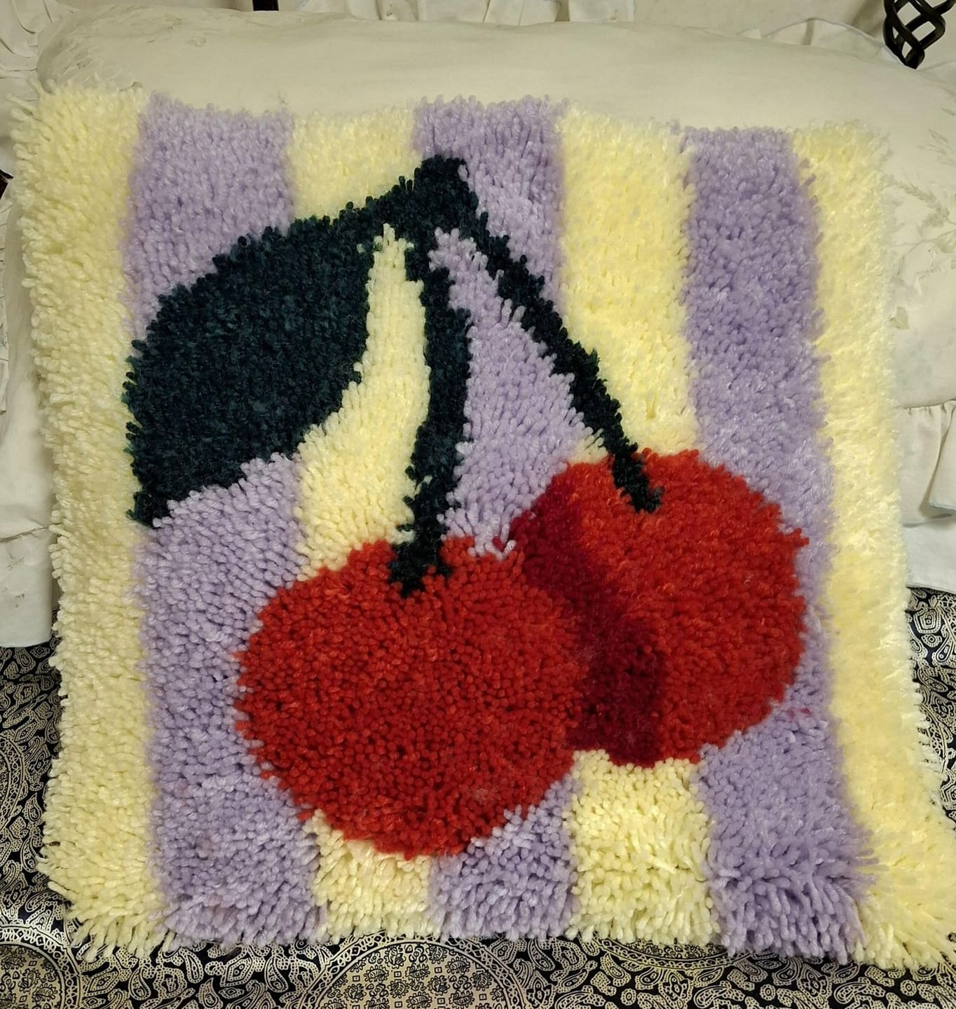Customer photo review of CHERRY RIPE STRIPES - Latch Hook Cushion Kit