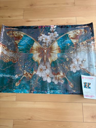 Customer photo review of 5D Diamond Painting – Golden Emerald Butterfly