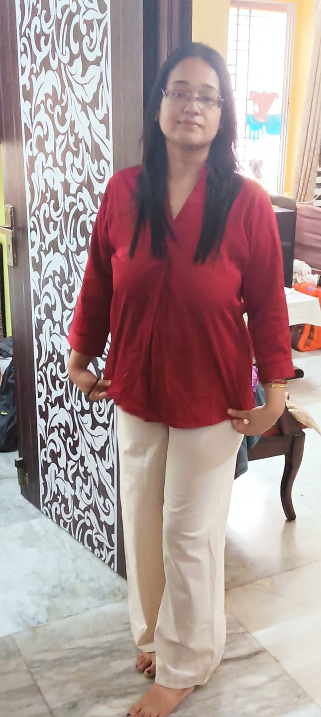 Customer photo review of Women Ecru Airy Linen Wide Leg Pant