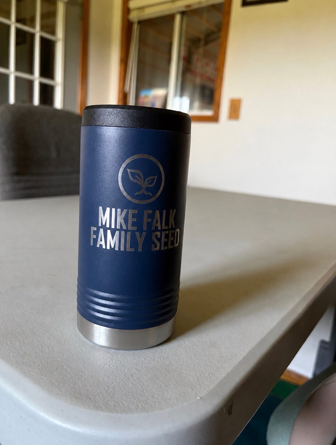 Customer photo review of Custom Stainless Steel Slim Seltzer Can Holder with your Logo or Design Engraved - Special Bulk Wholesale Pricing