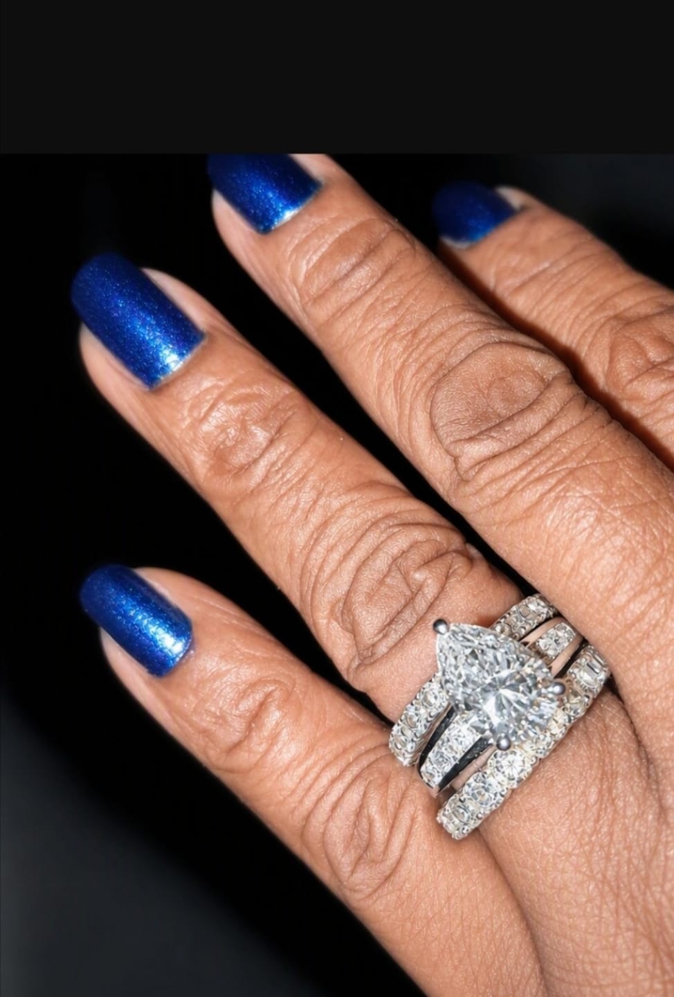 Customer photo review of Solitaire 3ct Pear CZ Ring Set in Sterling Silver