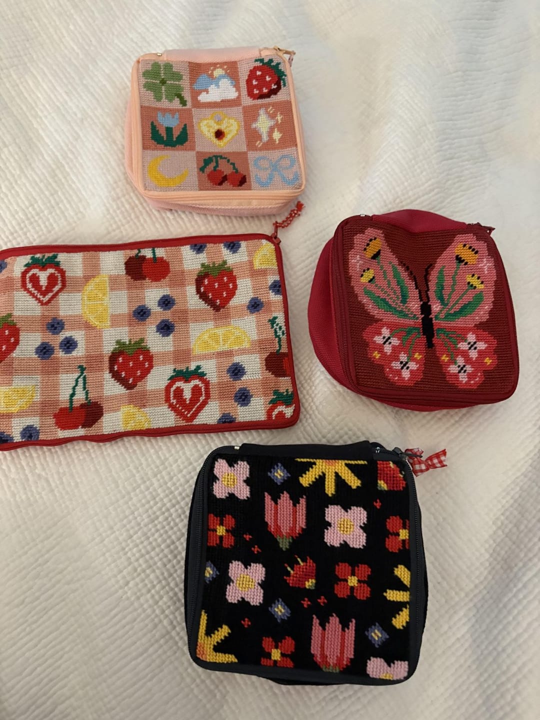 Customer photo review of Patchwork Party - Needlepoint Pouch Kit