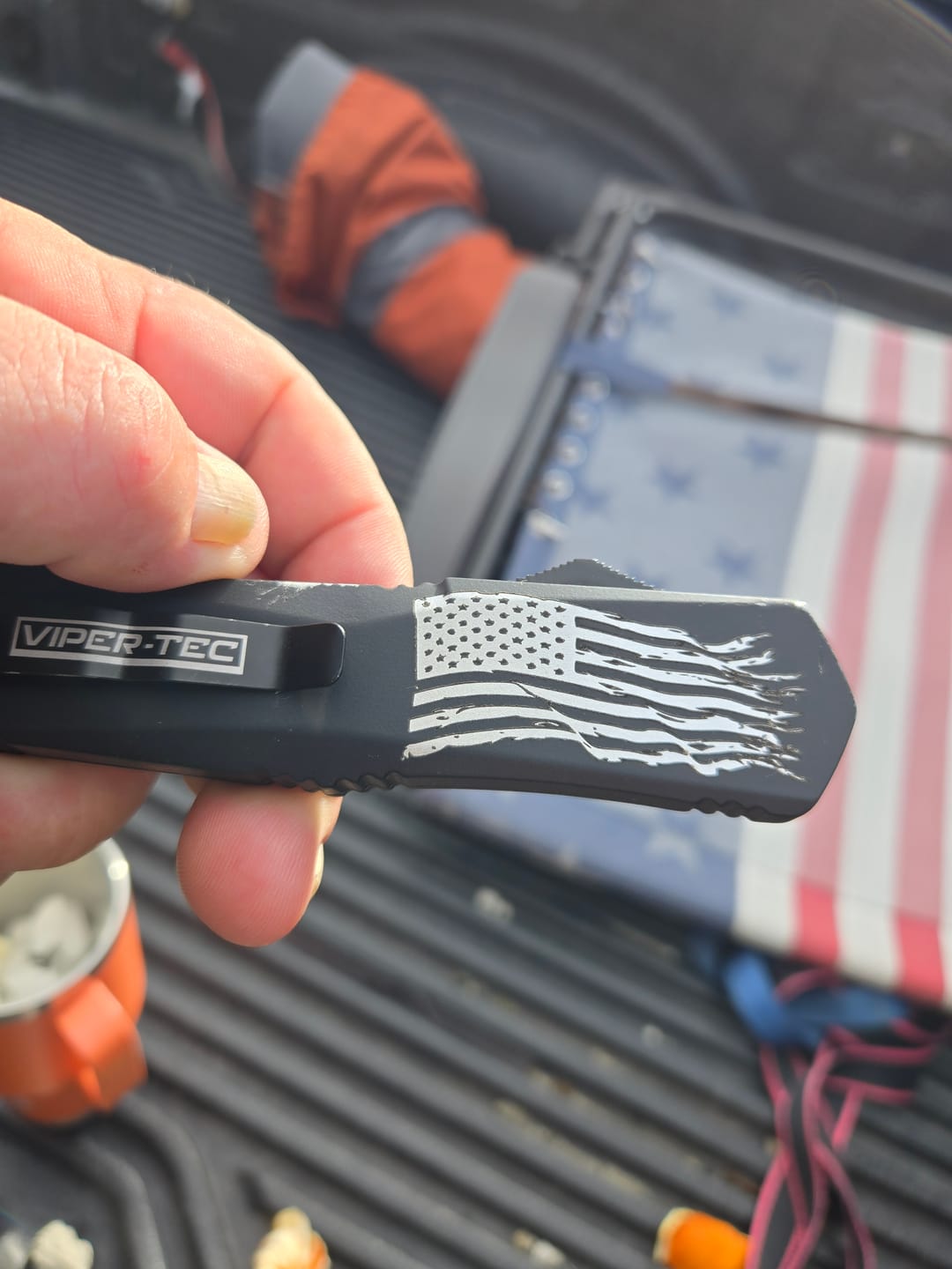 Customer photo review of Black Ghost OTF Knife (Multiple Blade Styles Available)