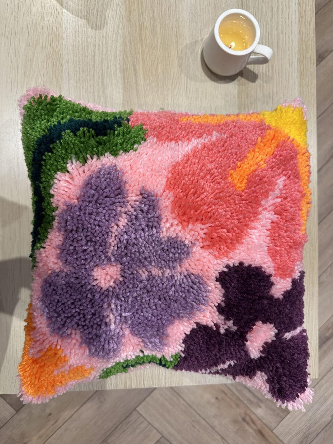 Customer photo review of PRETTY PETALS PINK - Latch Hook Cushion Kit
