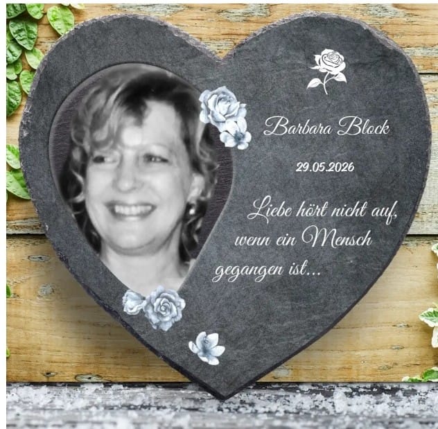 Customer photo review of Liebe hört nicht auf - Personalisiertes Schieferherz als Andenken an geliebte Verstorbene
