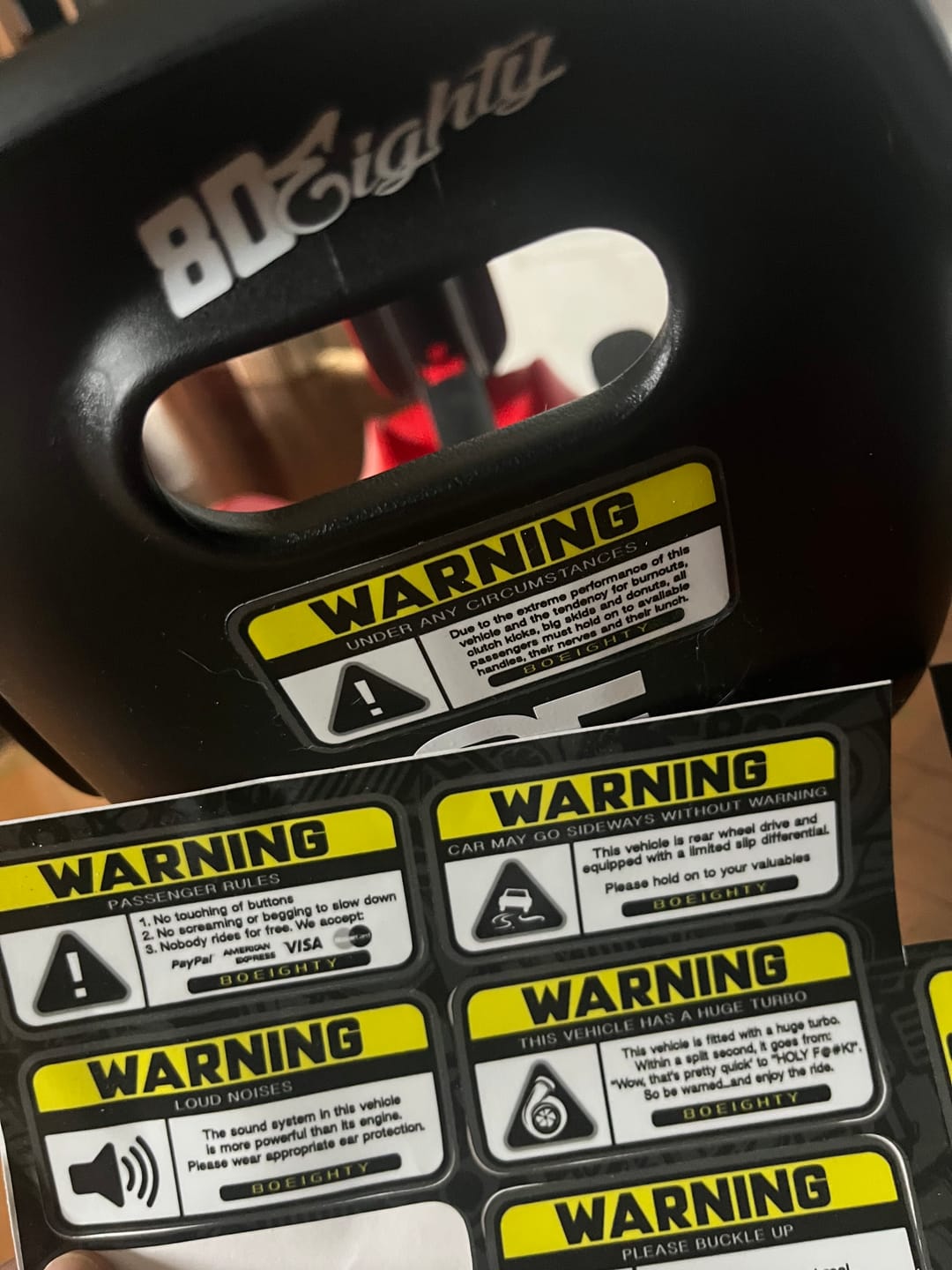 Customer photo review of 80Eighty® Warning Sticker Pack