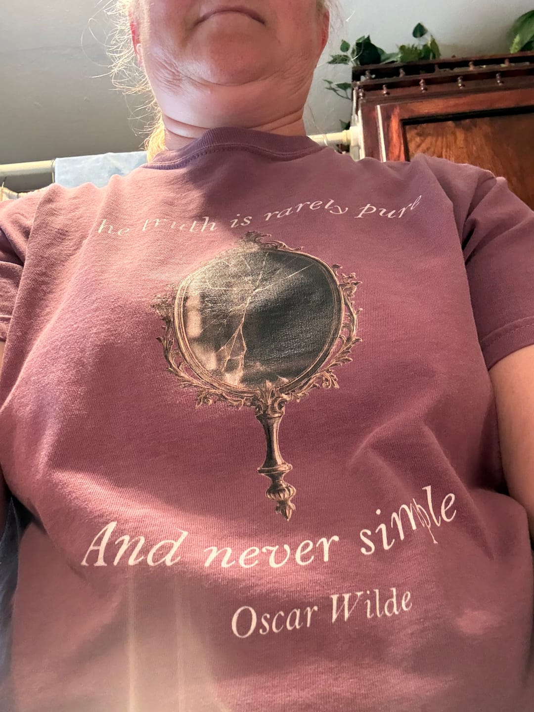 Customer photo review of Oscar Wilde Truth Mirror T-Shirt