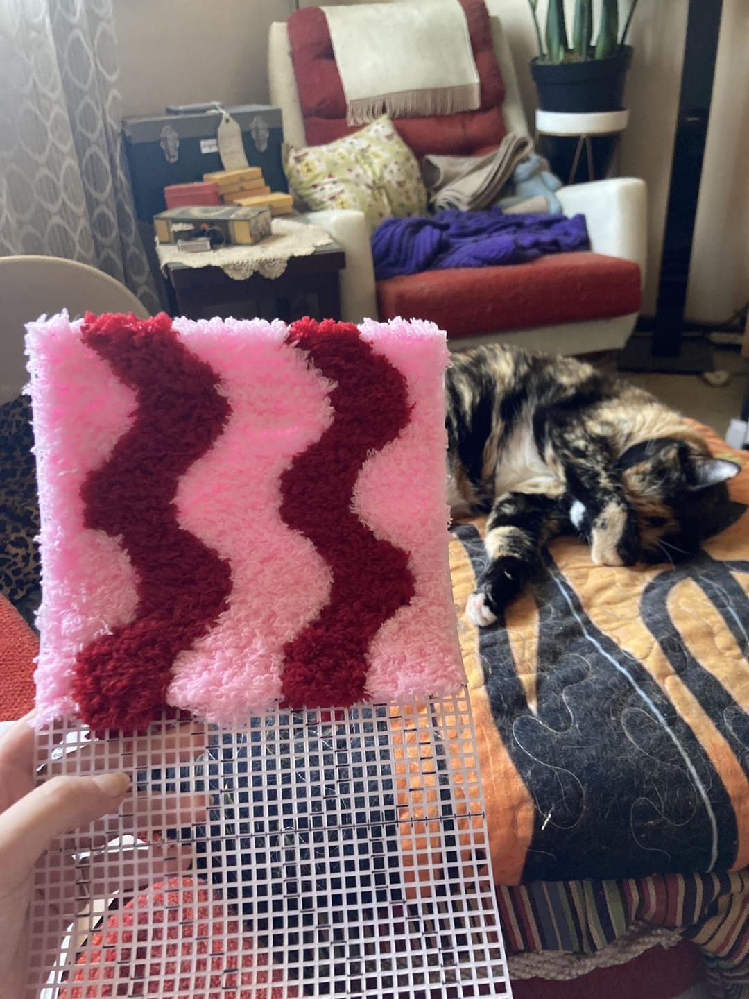 Customer photo review of Pink & Red Wavey - Woven Tote Bag Kit