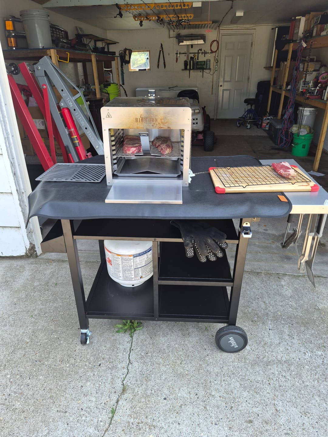 Customer photo review of Outdoor Grill Cart & Pizza Oven Table