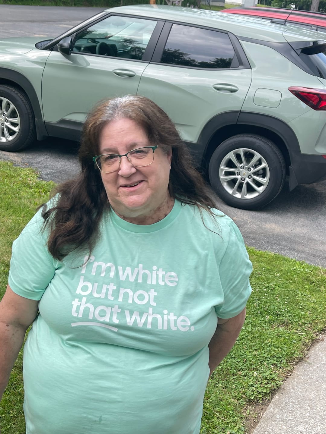 Customer photo review of I’m white but not that white Unisex Tee
