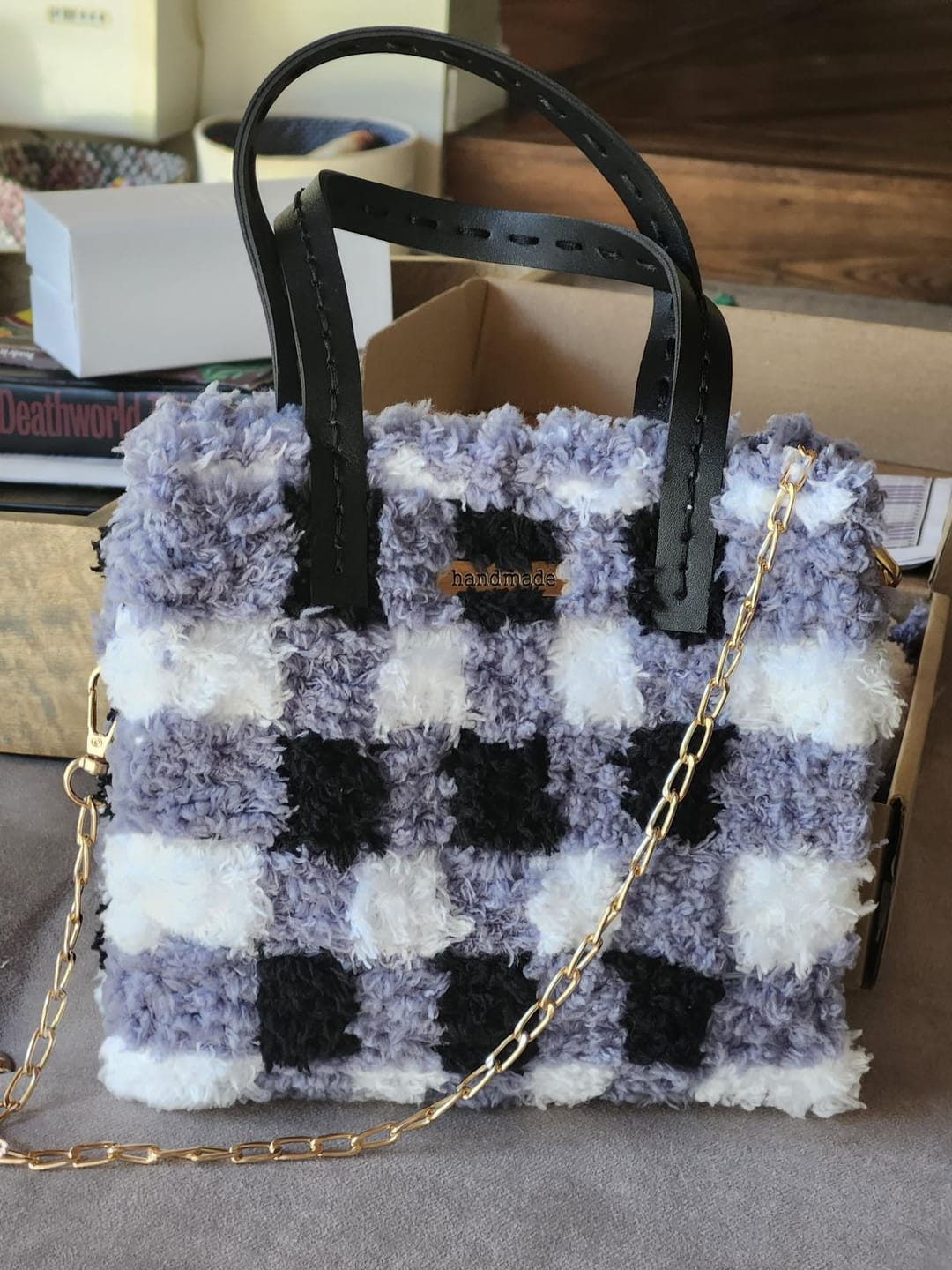 Customer photo review of Black Gingham - Woven Tote Bag Kit