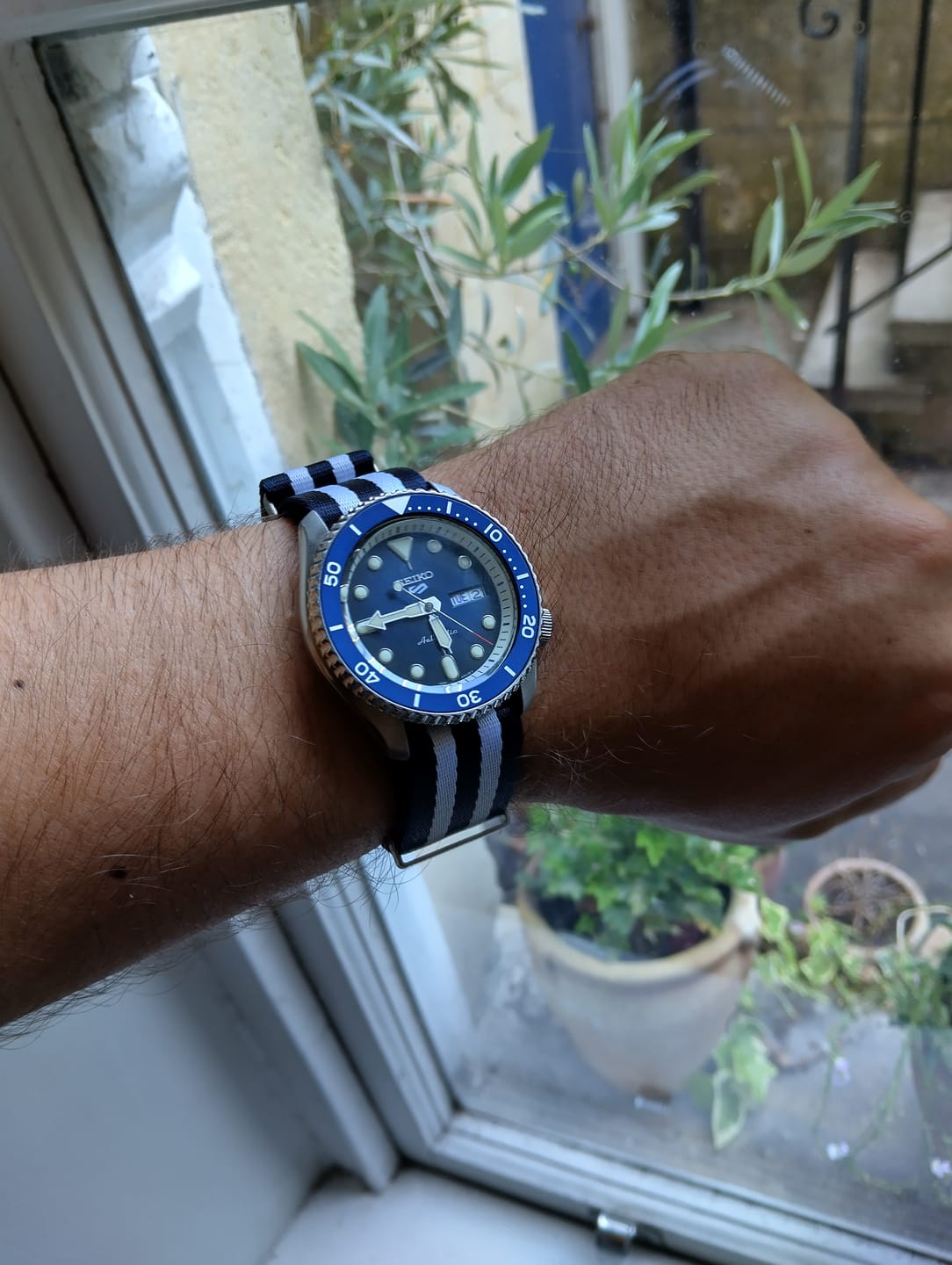 Customer photo review of Regatta Navy Blue & White Premium Nylon Watch Strap
