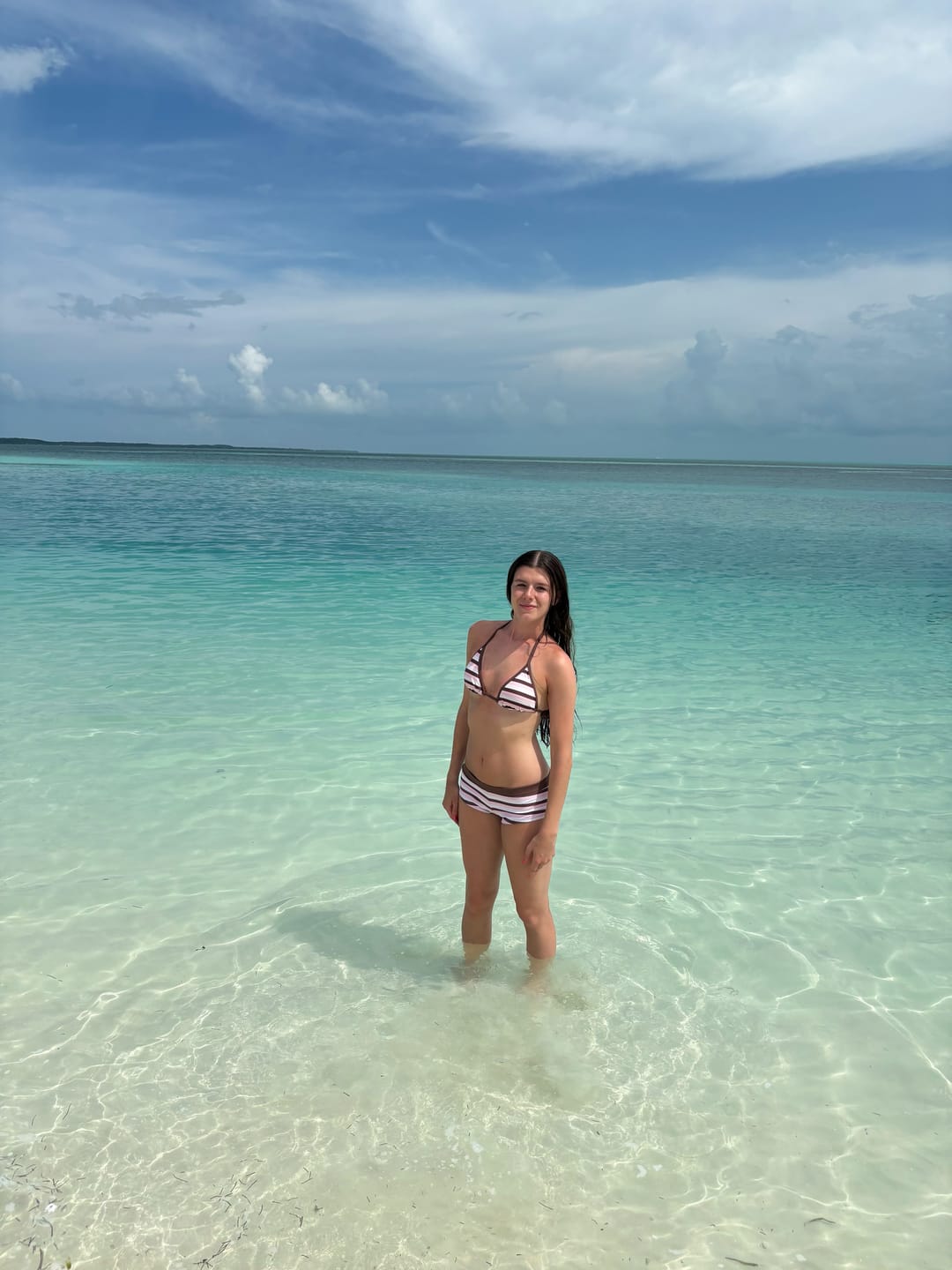 Customer photo review of Seamolly Colorblock Striped Halter Triangle Boyshorts Bikini Set
