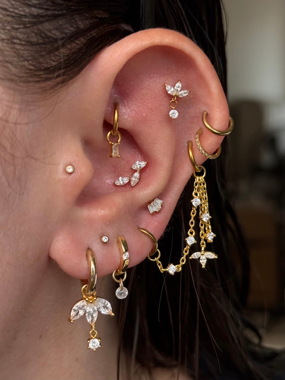 Customer photo review of LANI Droplet Earring Chain