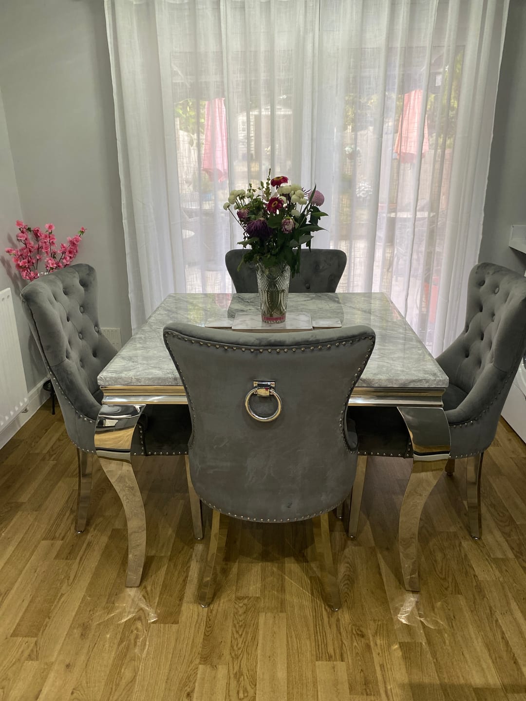 Customer photo review of Vienna Marble Dining Table With Chelsea Ring Knocker Chairs