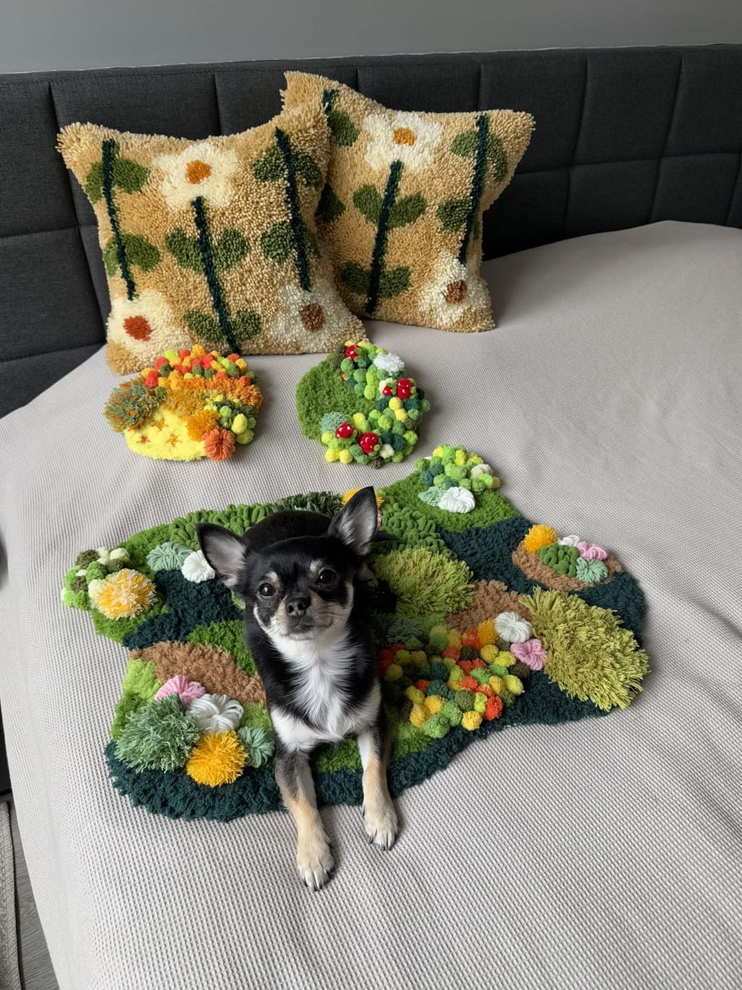 Customer photo review of EARTHY PICK OF THE BUNCH - Latch Hook Cushion Kit