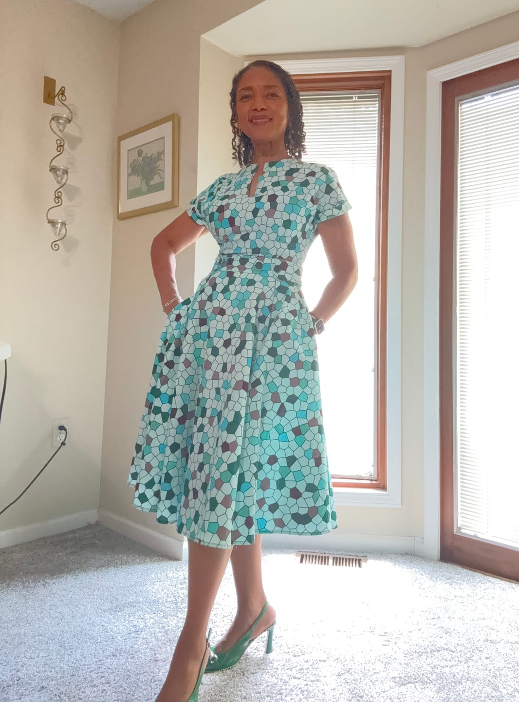 Customer photo review of GINA AFRICAN PRINT MIDI DRESS [GEOMETRIC]