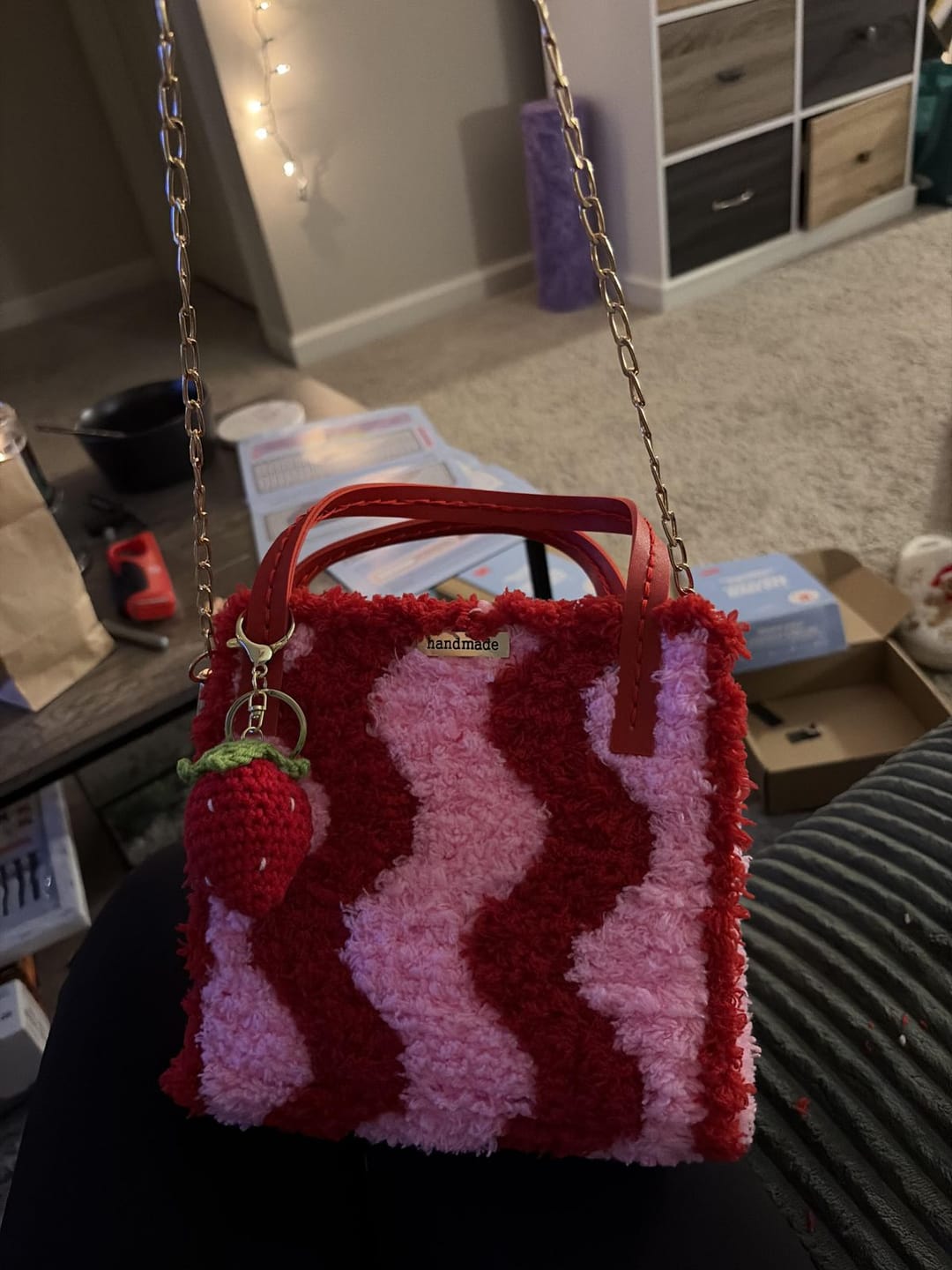 Customer photo review of Pink & Red Wavey - Woven Tote Bag Kit