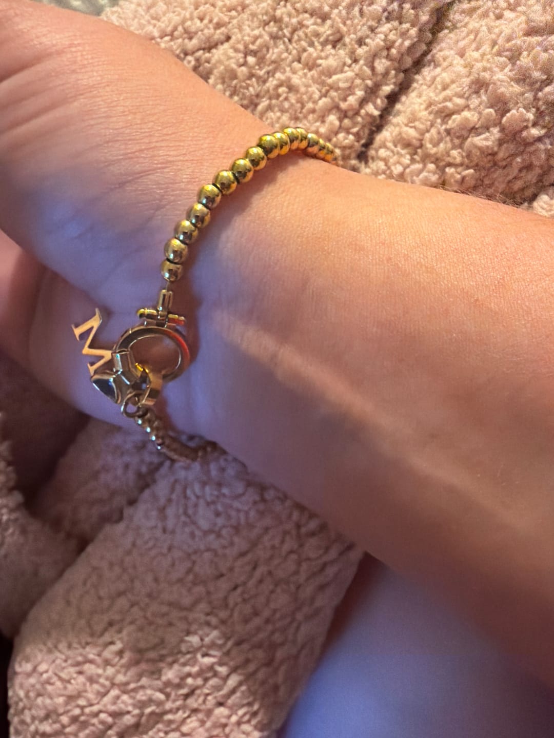 Customer photo review of Initial Birthstone w/ Beaded Bracelet