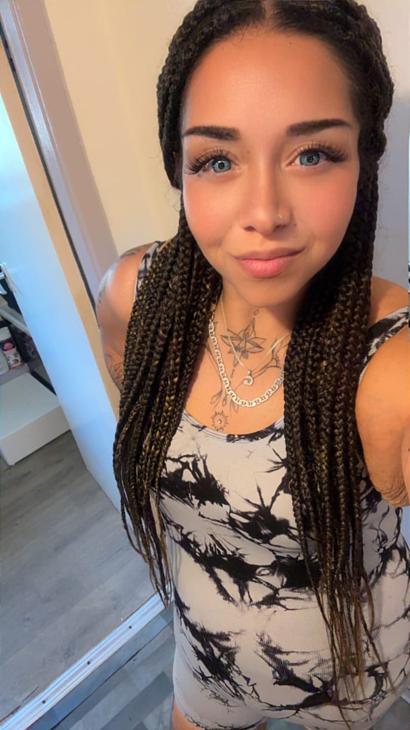 Customer photo review of Amazonia Antarctic Blue Prescription Coloured Contact Lenses