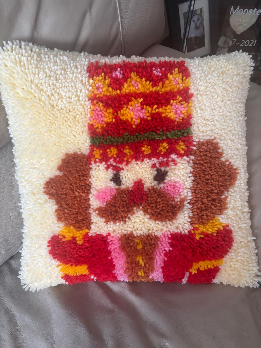 Customer photo review of CHEERY NUTCRACKER - Christmas Cushion Kit