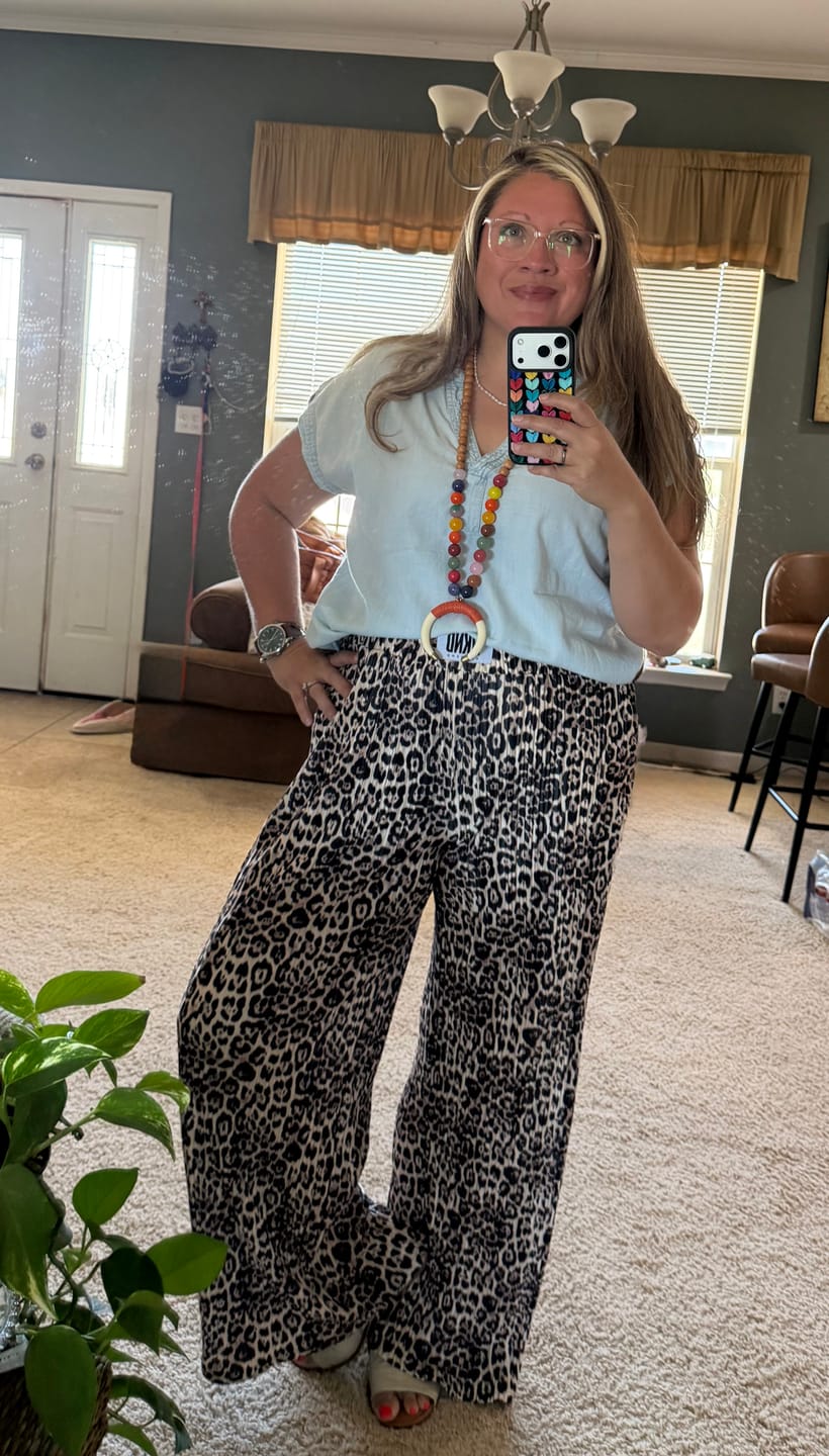 Customer photo review of Leopard Plisse Pants