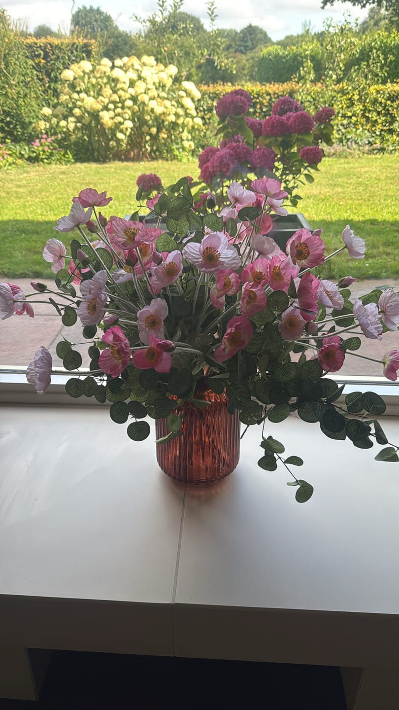 Customer photo review of Zijden Klaprozen - Roze Mix
