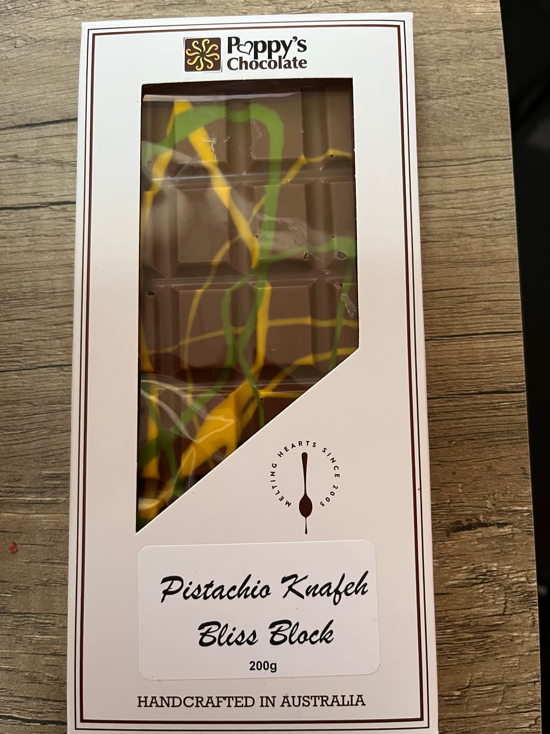 Customer photo review of Pistachio Knafeh Bliss Block - Viral Dubai Chocolate Bar 200g