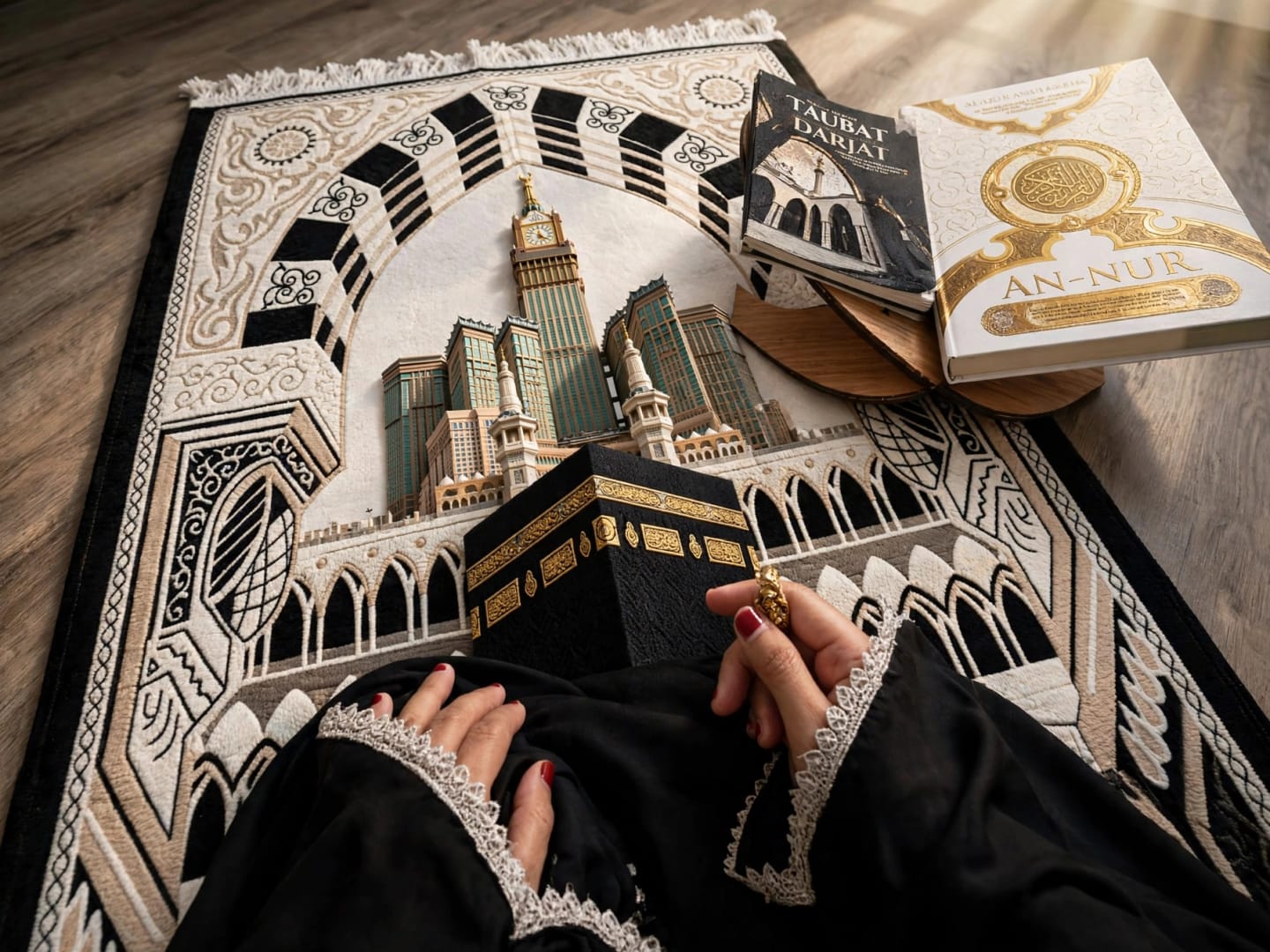 Customer photo review of Floral Kaaba  Padded Prayer Mat