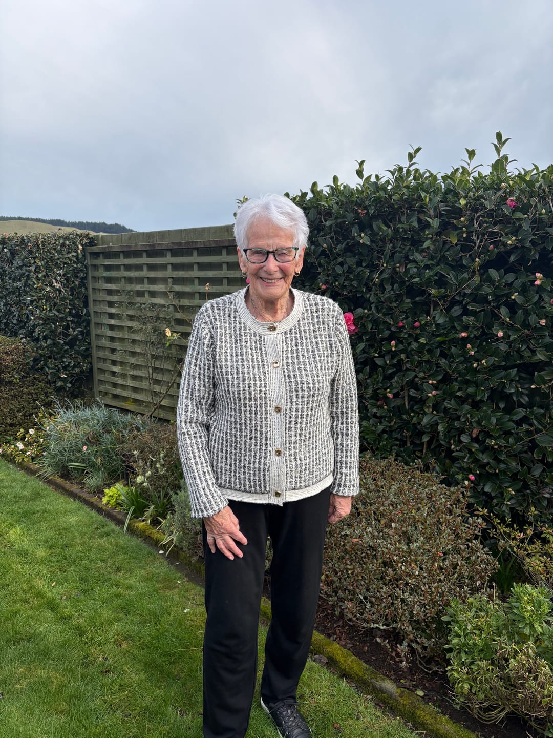 Customer photo review of Vivian Cardigan - White Check