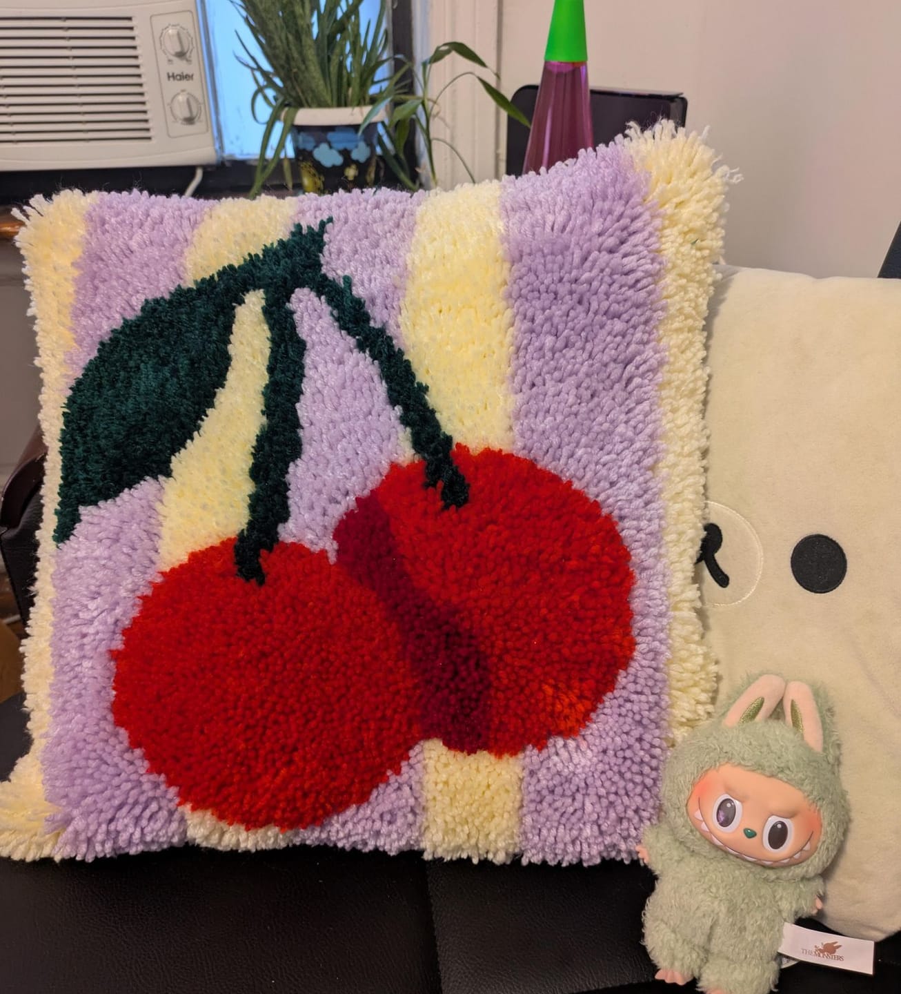Customer photo review of CHERRY RIPE STRIPES - Latch Hook Cushion Kit