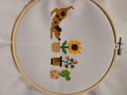 Customer photo review of PUP & PETALS - Cross Stitch Kit