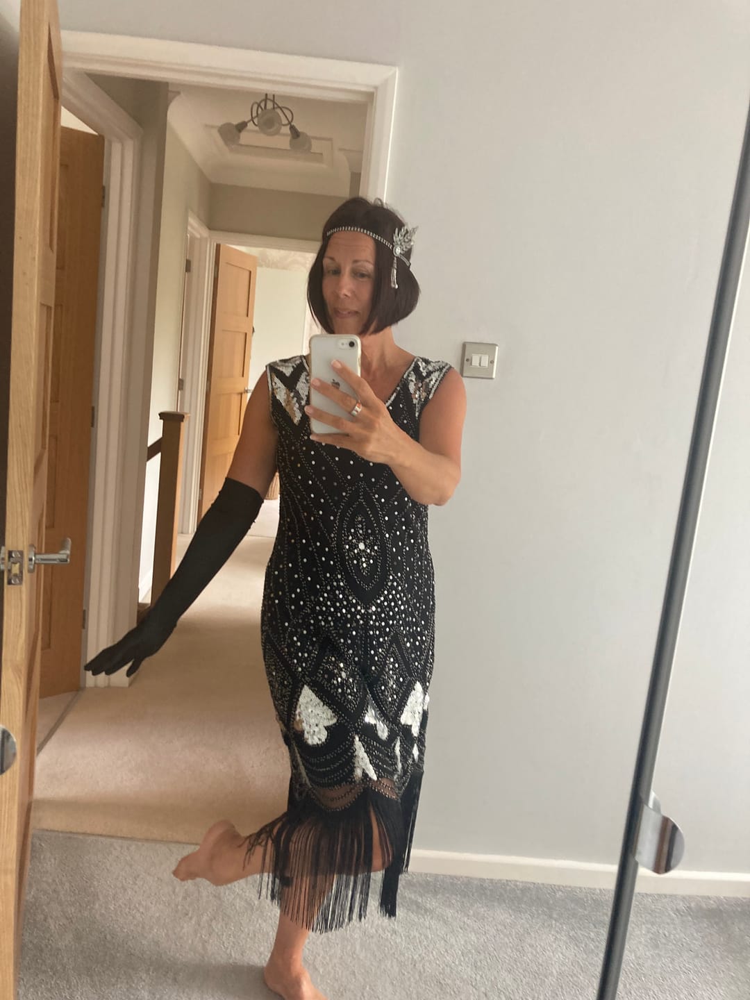 Customer photo review of 1920s Black & Silver Lola Gatsby Dress