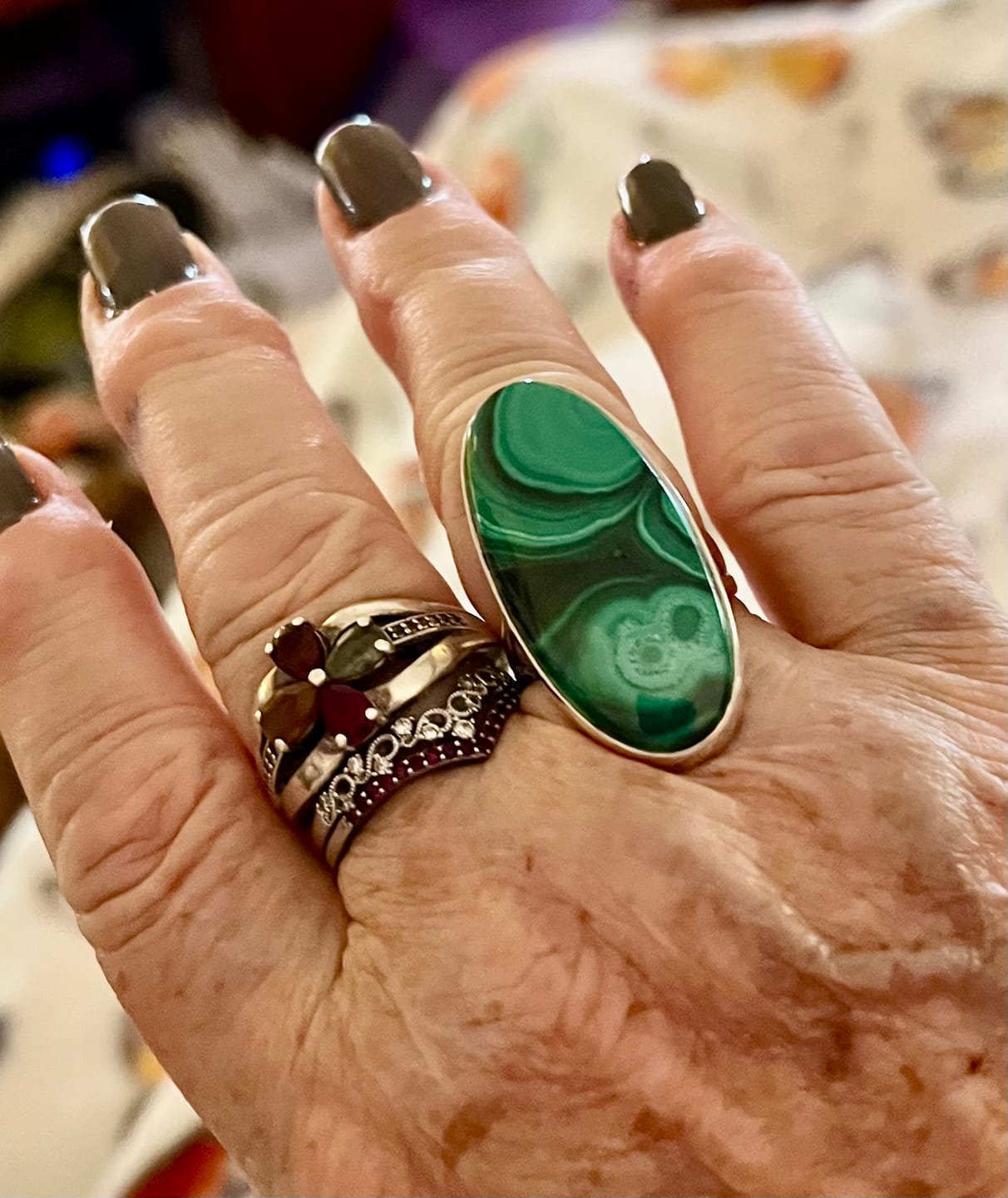 Customer photo review of Premium Malachite Ring Size 8 (.925 Sterling Silver)