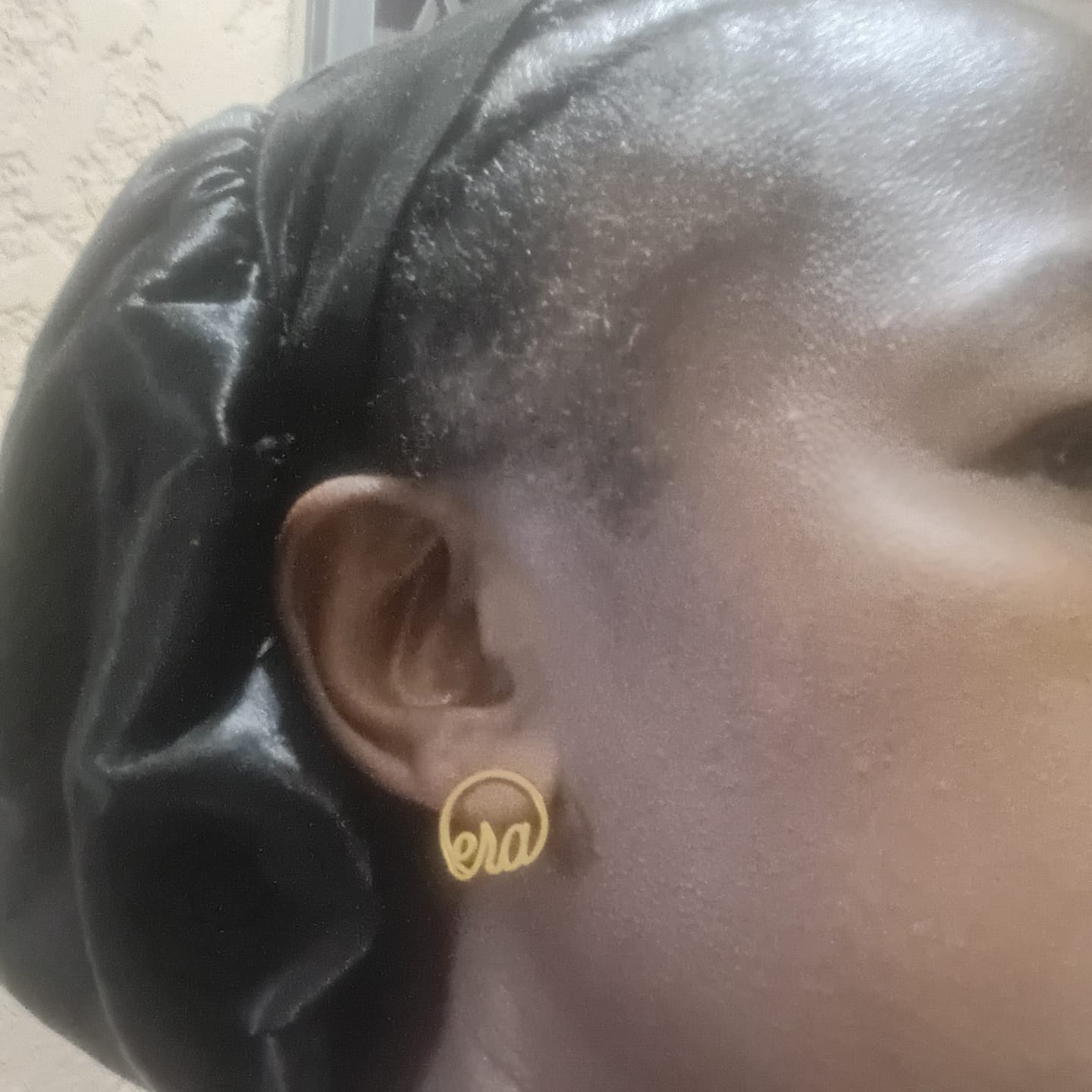 Customer photo review of Gold Era Logo Studs