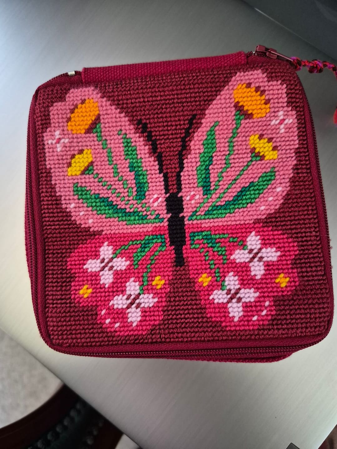 Customer photo review of Butterfly Bloom - Needlepoint Pouch Kit