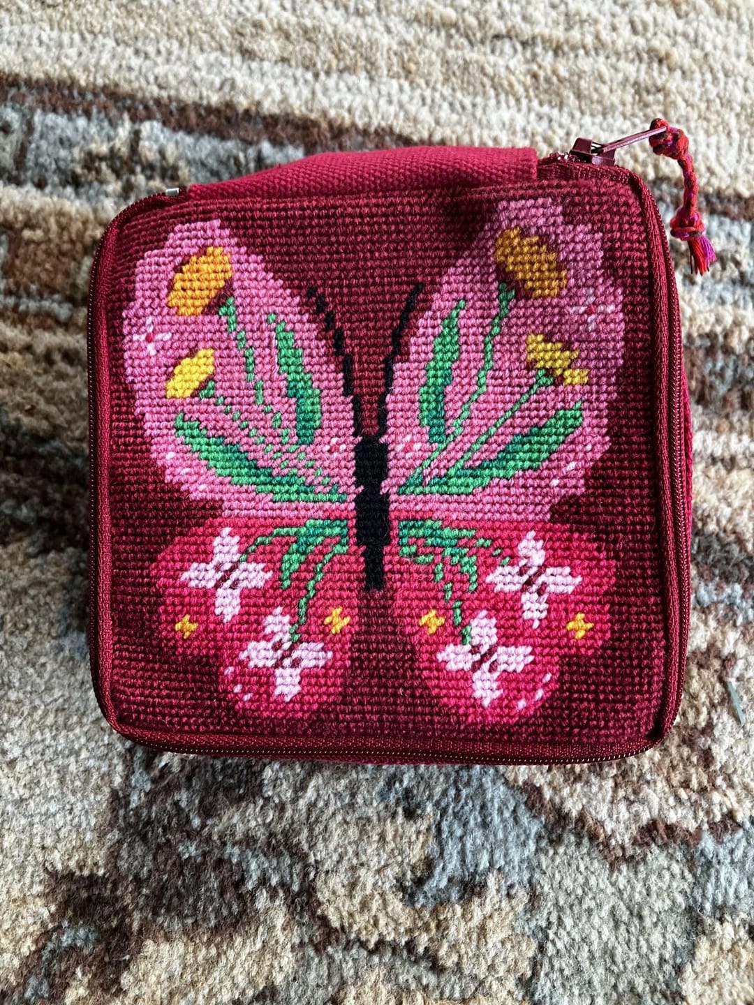 Customer photo review of Butterfly Bloom - Needlepoint Pouch Kit