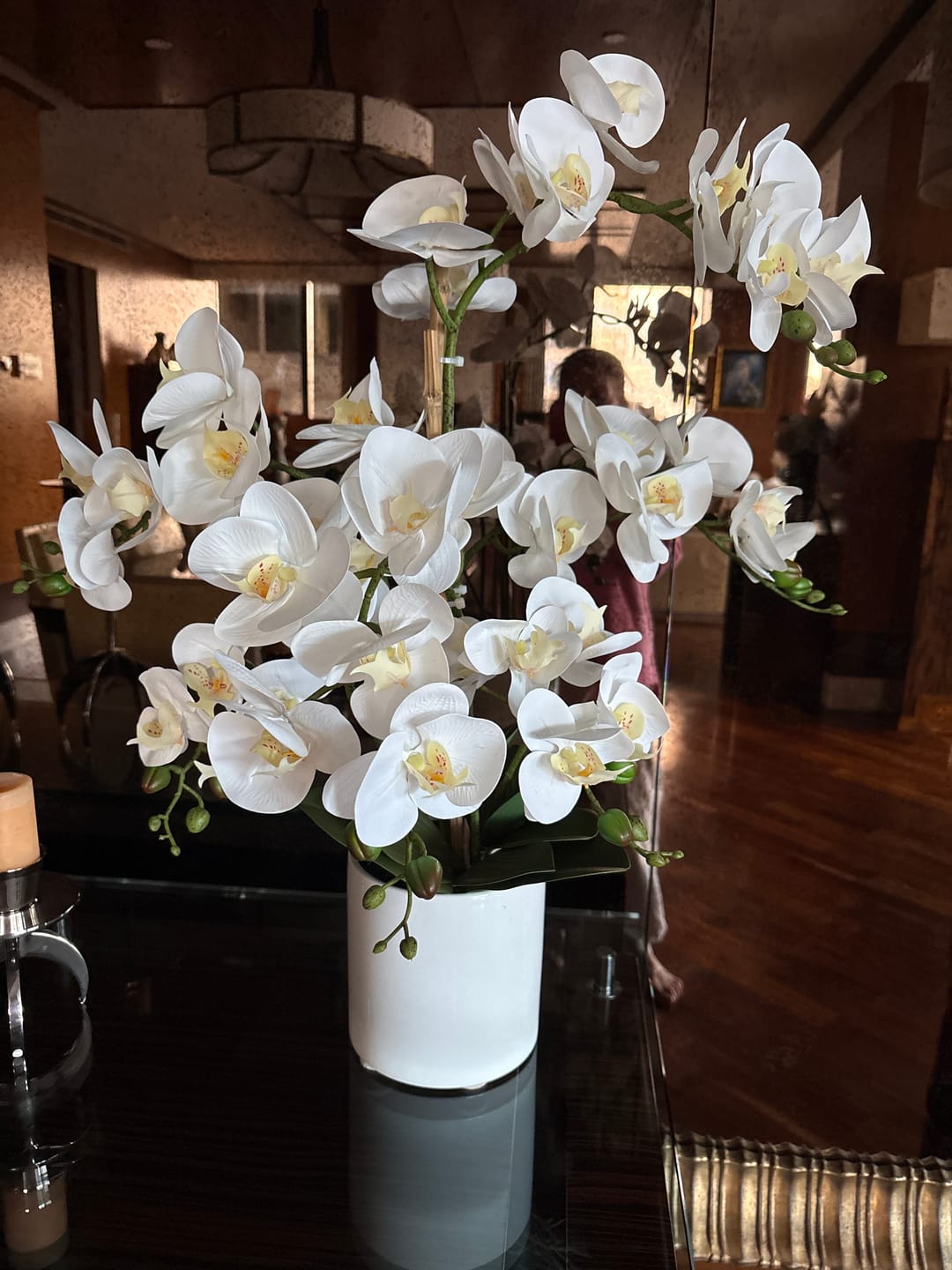 Customer photo review of Large Multi-Stem White Potted Faux Orchid 65cm