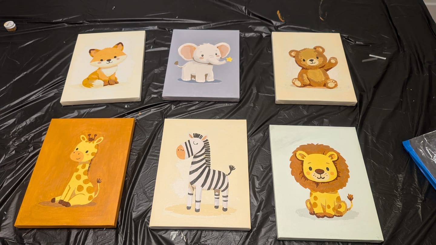 Customer photo review of 6 Mini Paintings - Safari Friends Set