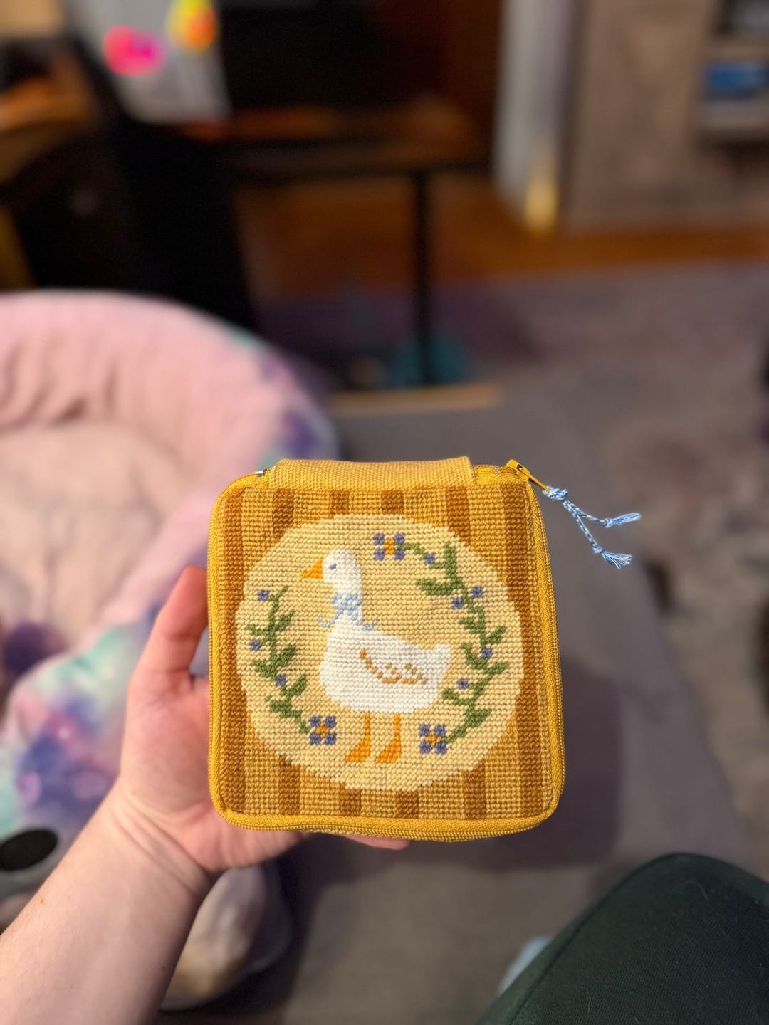 Customer photo review of Duck, Duck, Goose - Needlepoint Pouch Kit
