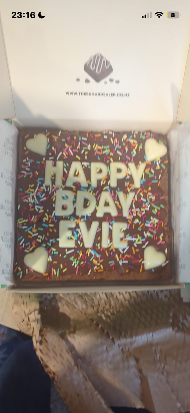 Customer photo review of Custom message heart brownie