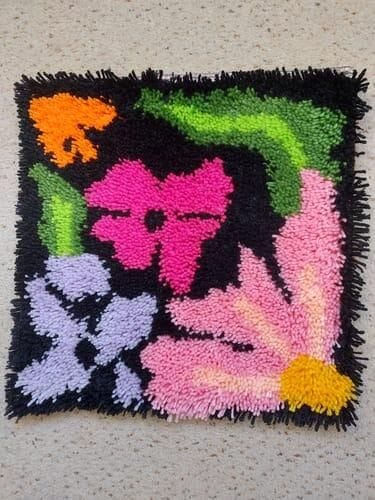 Customer photo review of PRETTY PETALS BLACK - Latch Hook Cushion Kit