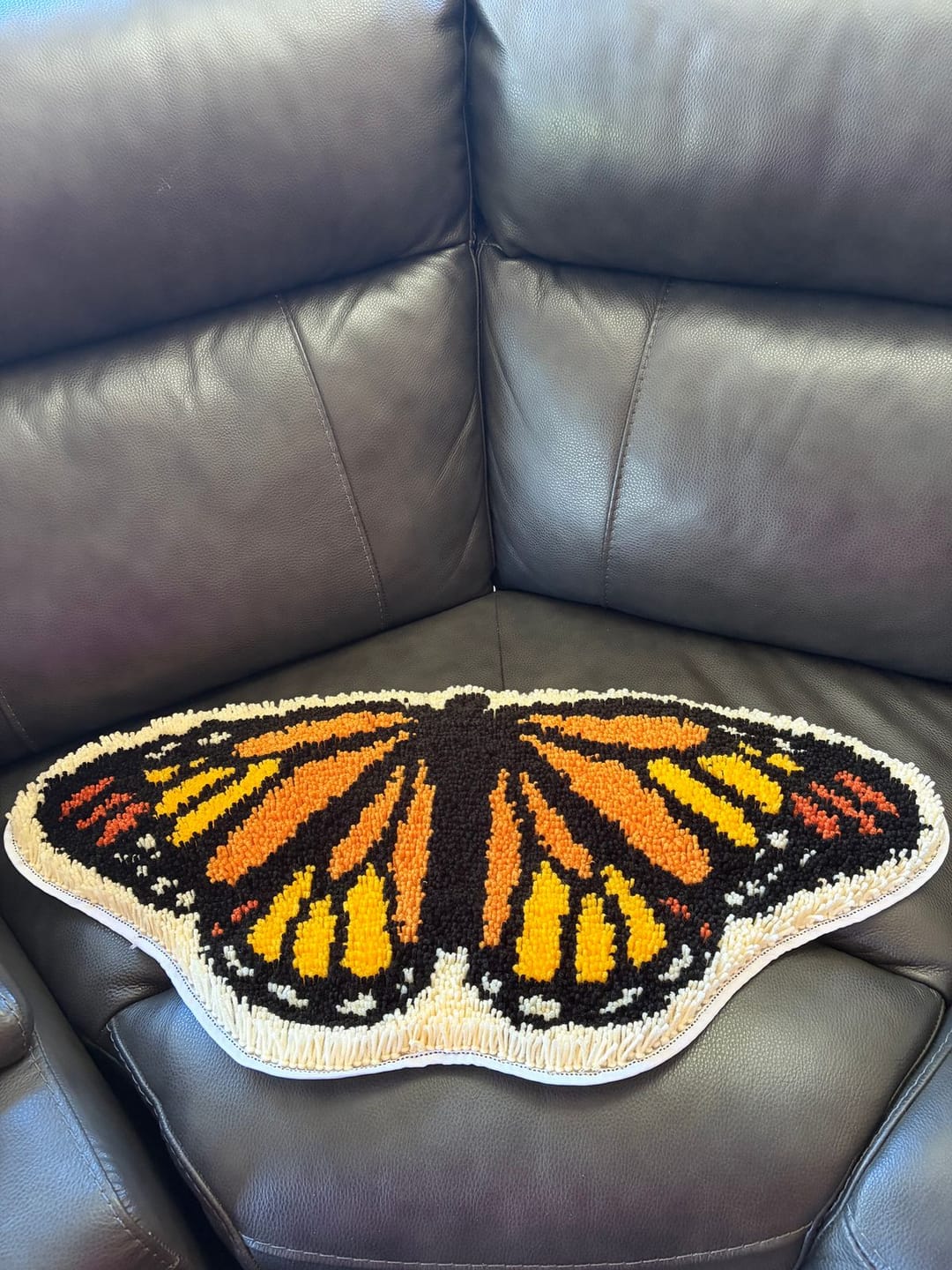 Customer photo review of Sunset Butterfly - Rug Making Kit