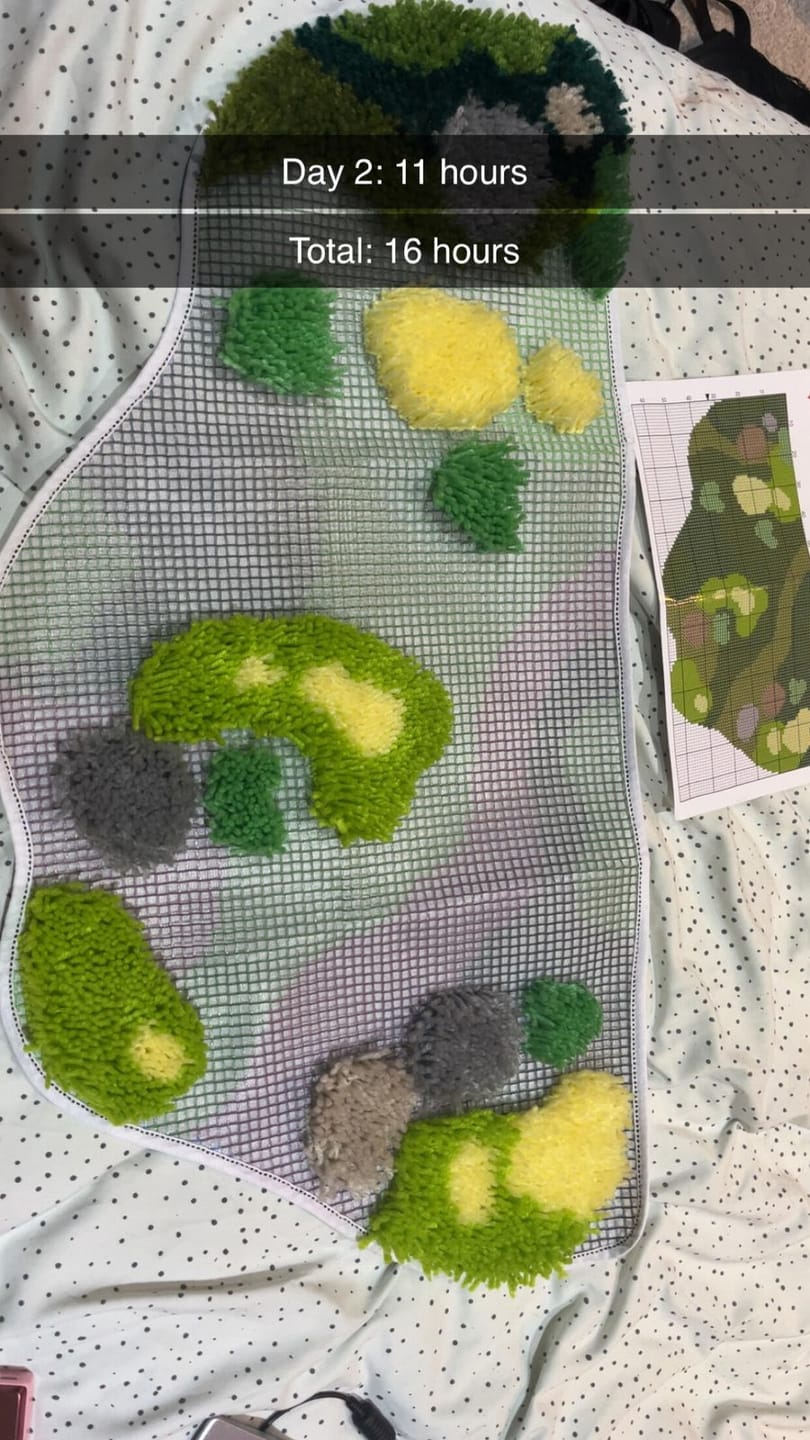 Customer photo review of MOSSY CAVERN - XL Mirror Rug Making Kit
